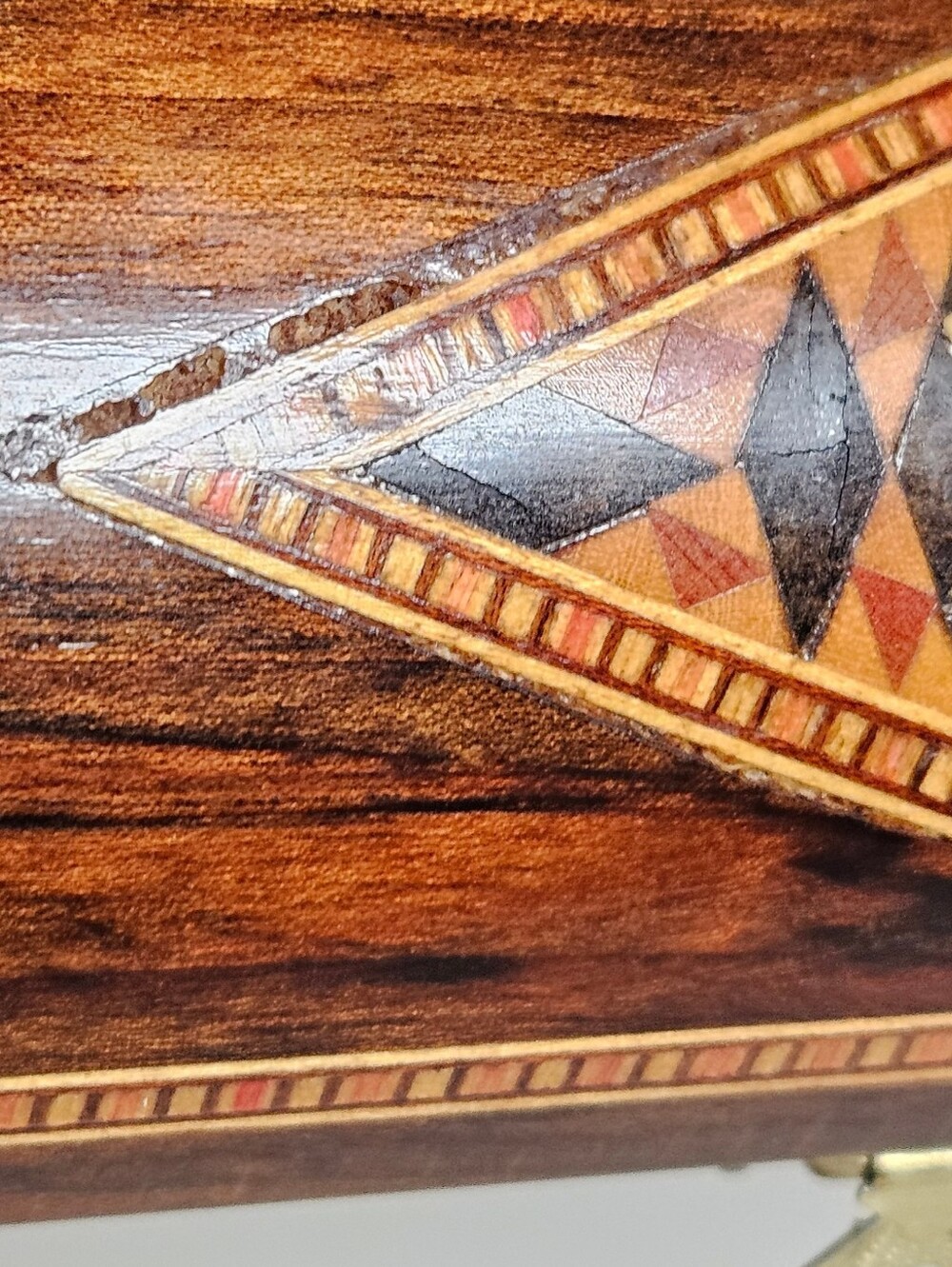 Vintage Handmade Marquetry Micro Wood Inlay Frankincense Trinket Decor Box - Picture 6 of 8